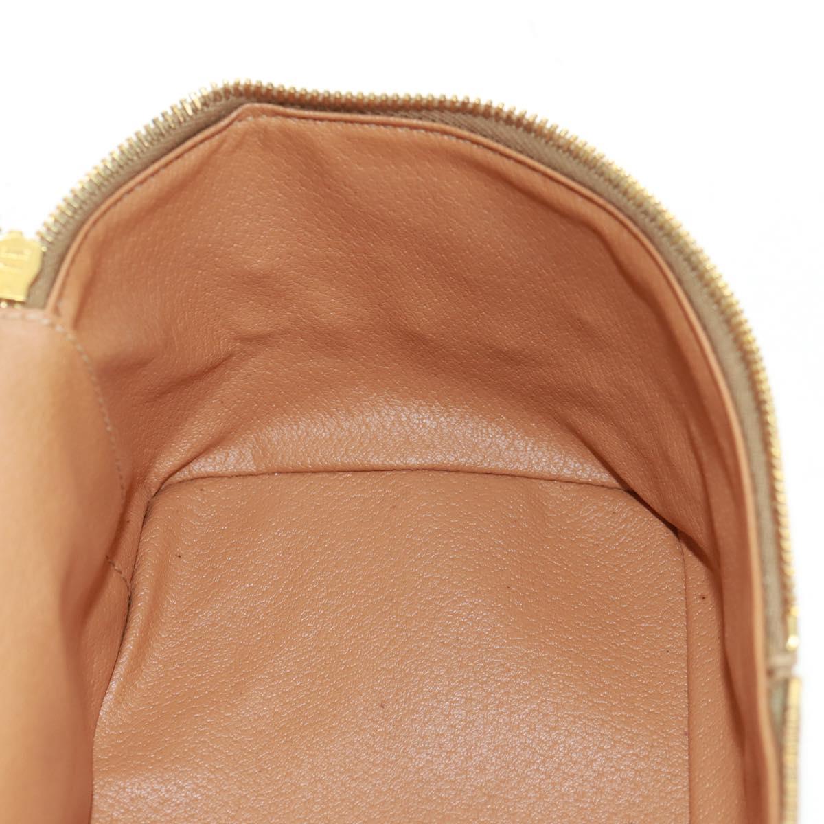 CELINE Vanity Macadam Canvas Hand Bag PVC Leather Brown Gold Auth 163366V