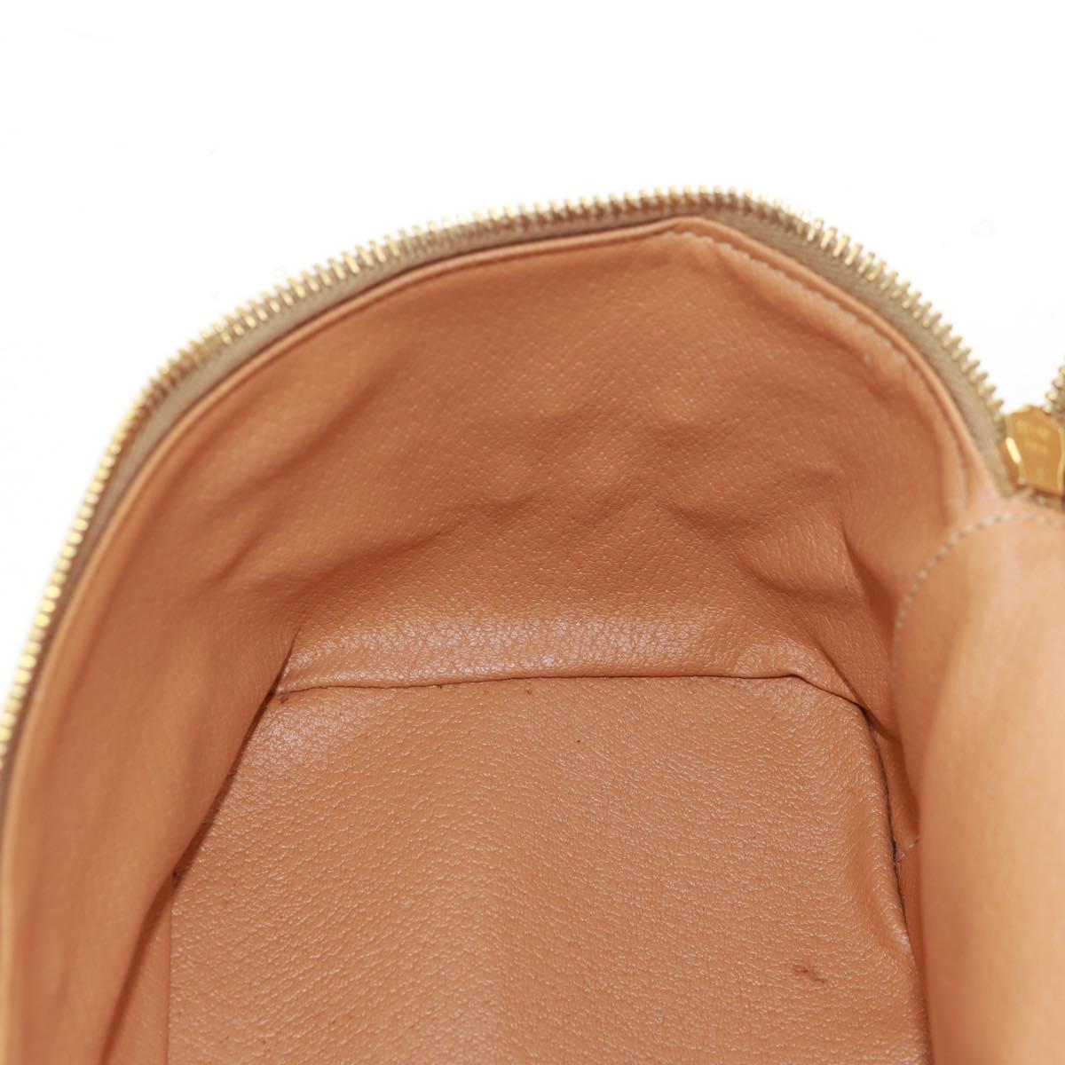 CELINE Vanity Macadam Canvas Hand Bag PVC Leather Brown Gold Auth 163366V