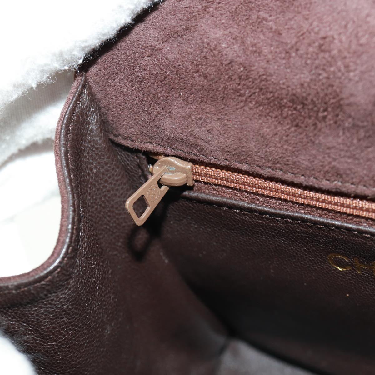 CHANEL Matelasse Gripoa Hand Bag Suede Brown Gold CC Auth 163367V