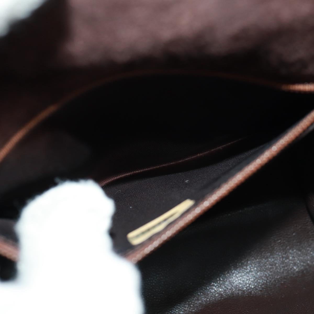CHANEL Matelasse Gripoa Hand Bag Suede Brown Gold CC Auth 163367V