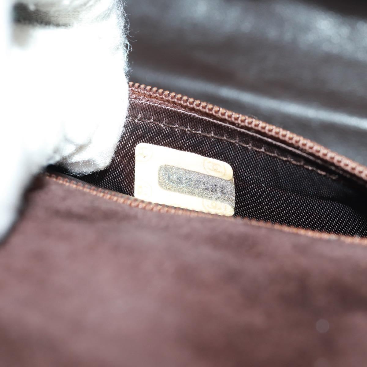 CHANEL Matelasse Gripoa Hand Bag Suede Brown Gold CC Auth 163367V