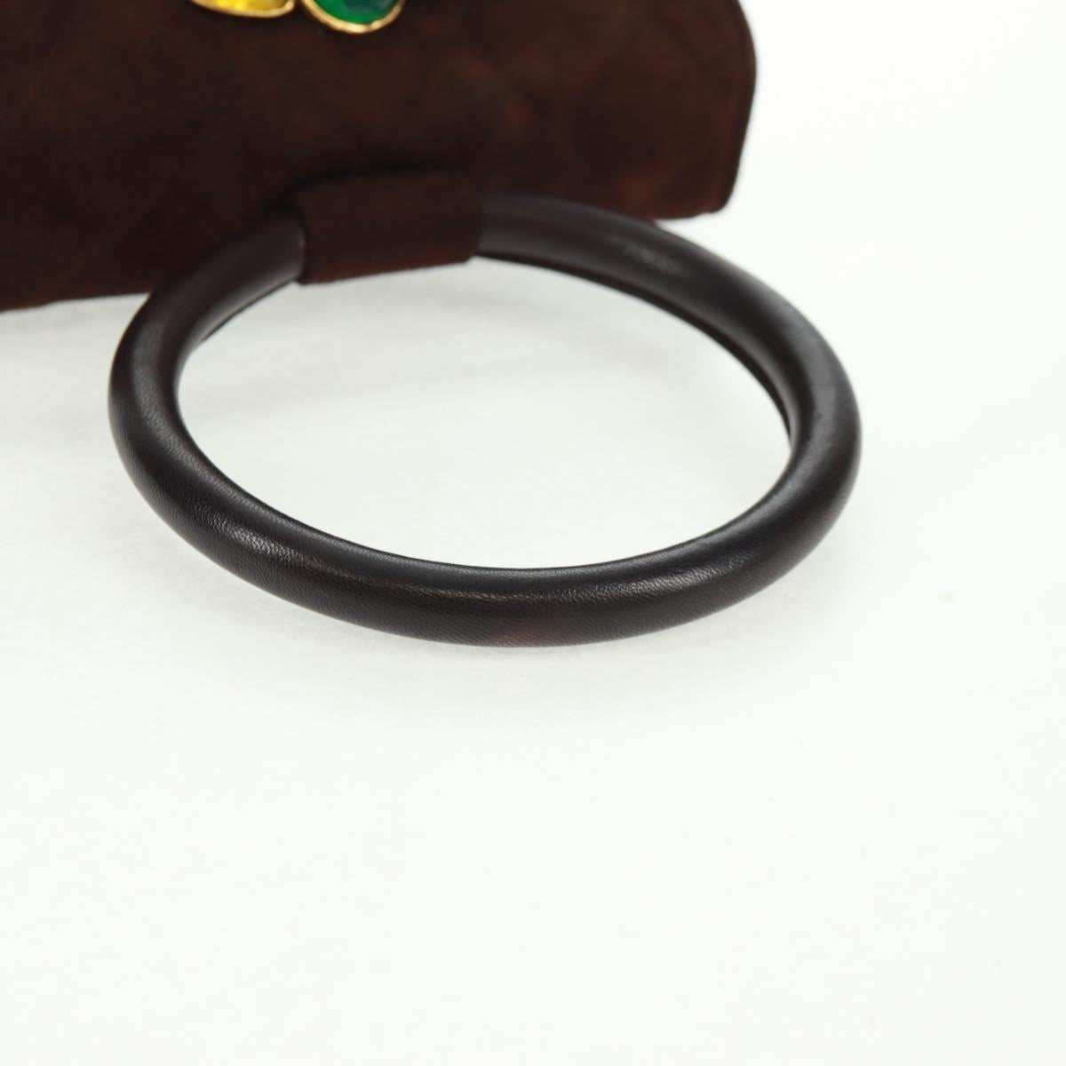 CHANEL Matelasse Gripoa Hand Bag Suede Brown Gold CC Auth 163367V