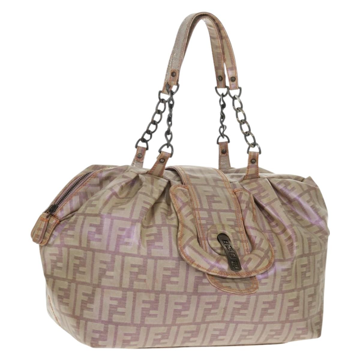 FENDI Zucca Canvas Tote Bag Beige Auth 163374V