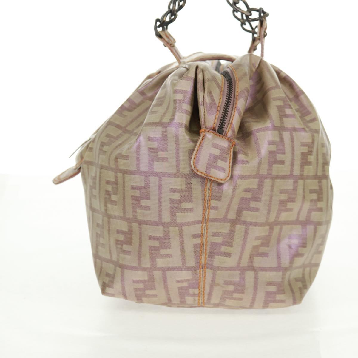 FENDI Zucca Canvas Tote Bag Beige Auth 163374V