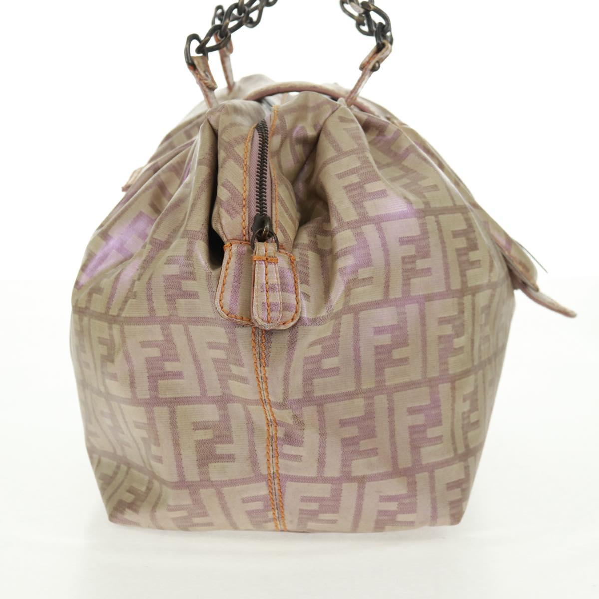 FENDI Zucca Canvas Tote Bag Beige Auth 163374V