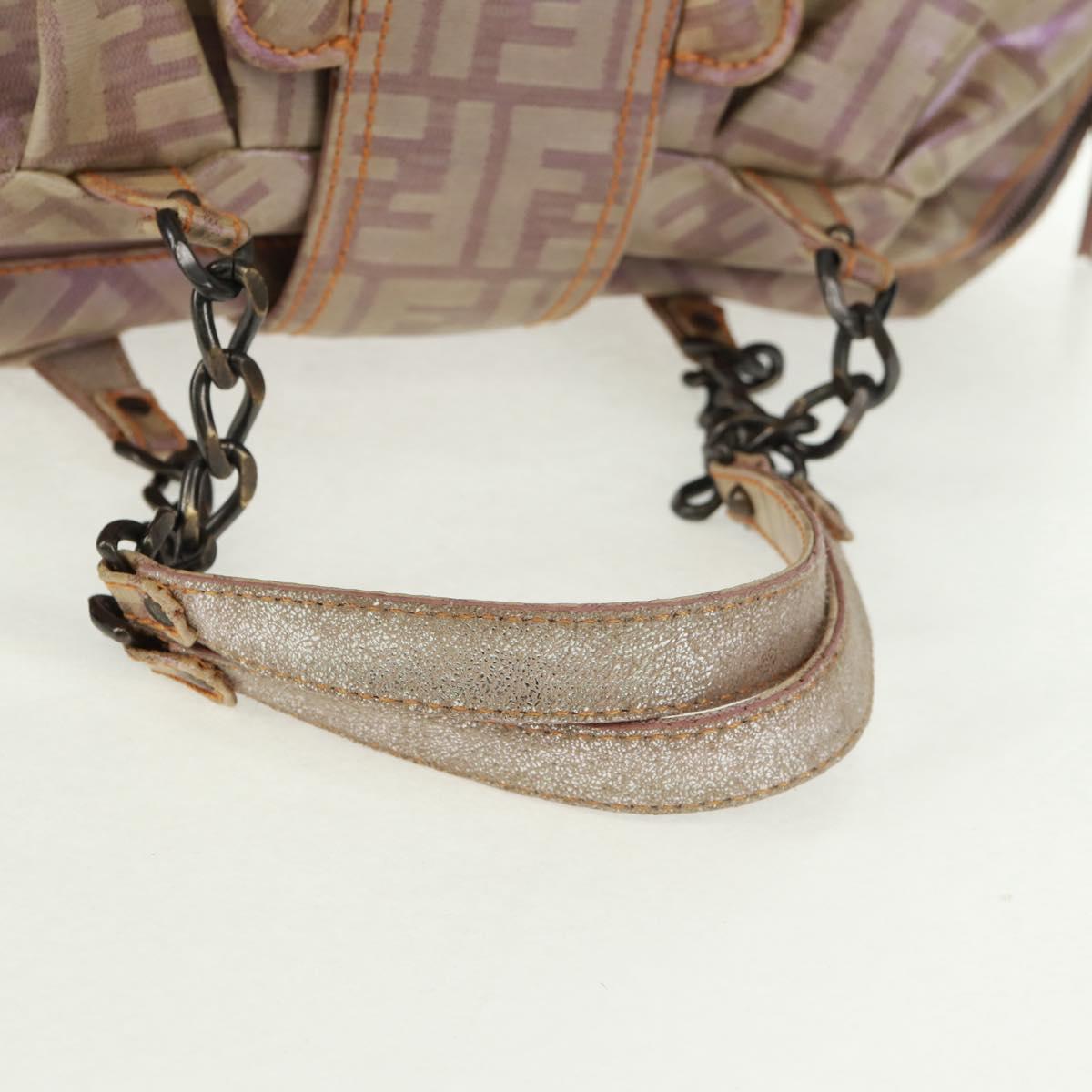 FENDI Zucca Canvas Tote Bag Beige Auth 163374V