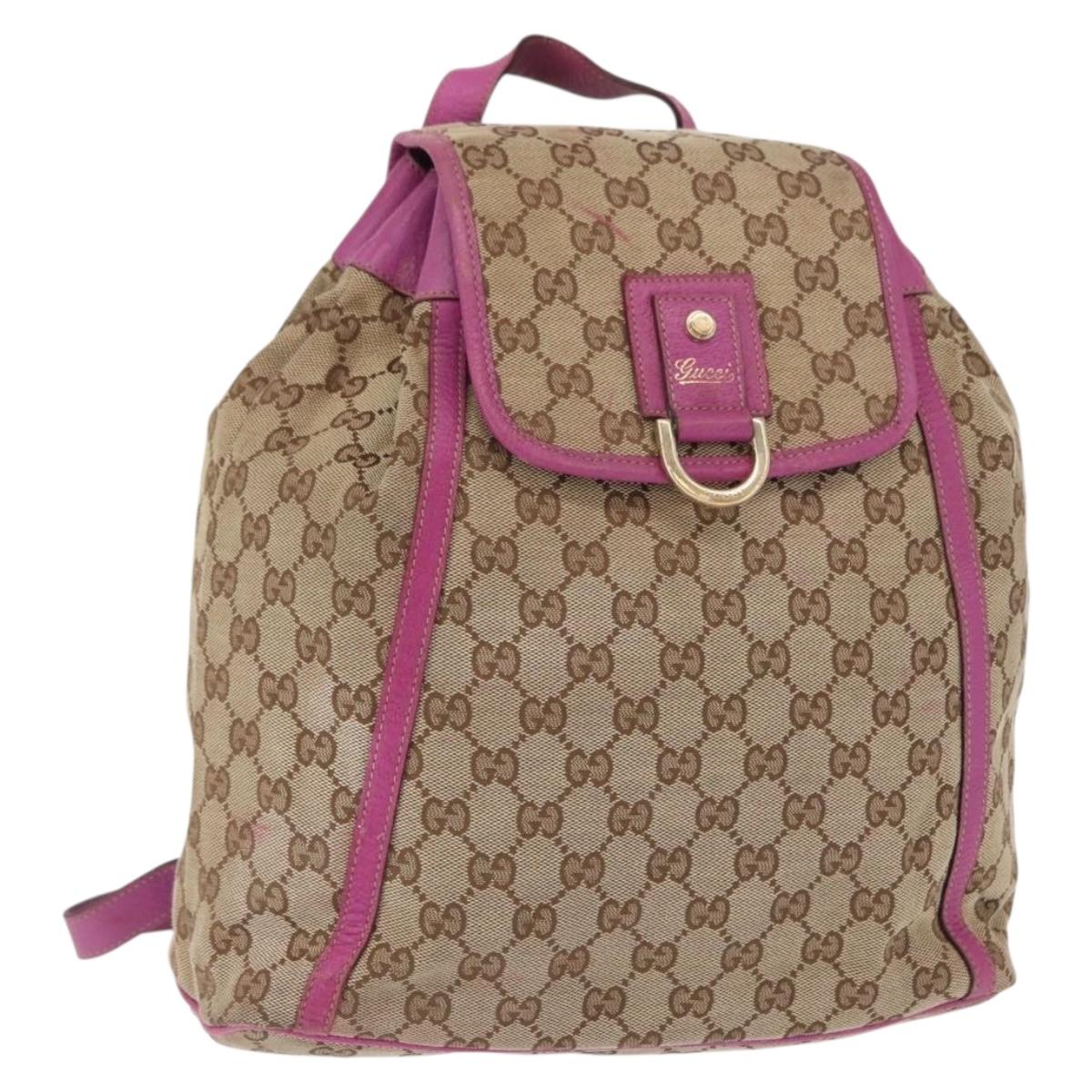 GUCCI GG Canvas Abbey Backpack Beige Gold 141642 Auth 163377