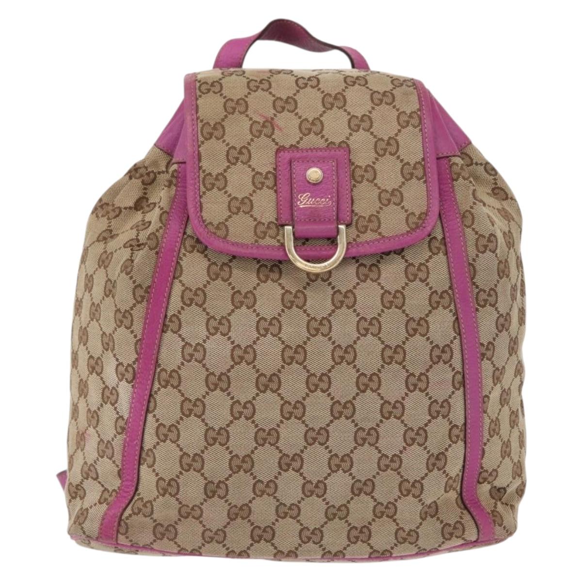 GUCCI GG Canvas Abbey Backpack Beige Gold 141642 Auth 163377