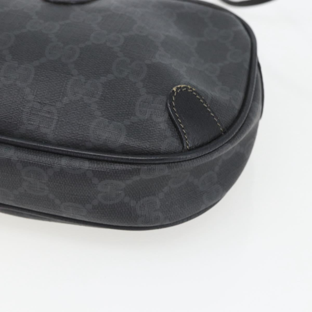 GUCCI GG Supreme Web Sherry Line Bag PVC Black Gold 89 02 066 Auth 163380