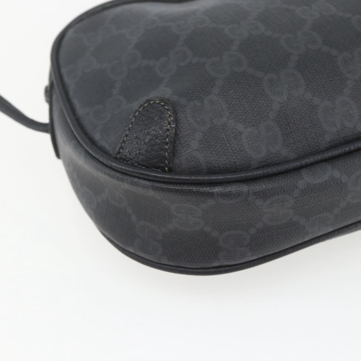 GUCCI GG Supreme Web Sherry Line Bag PVC Black Gold 89 02 066 Auth 163380