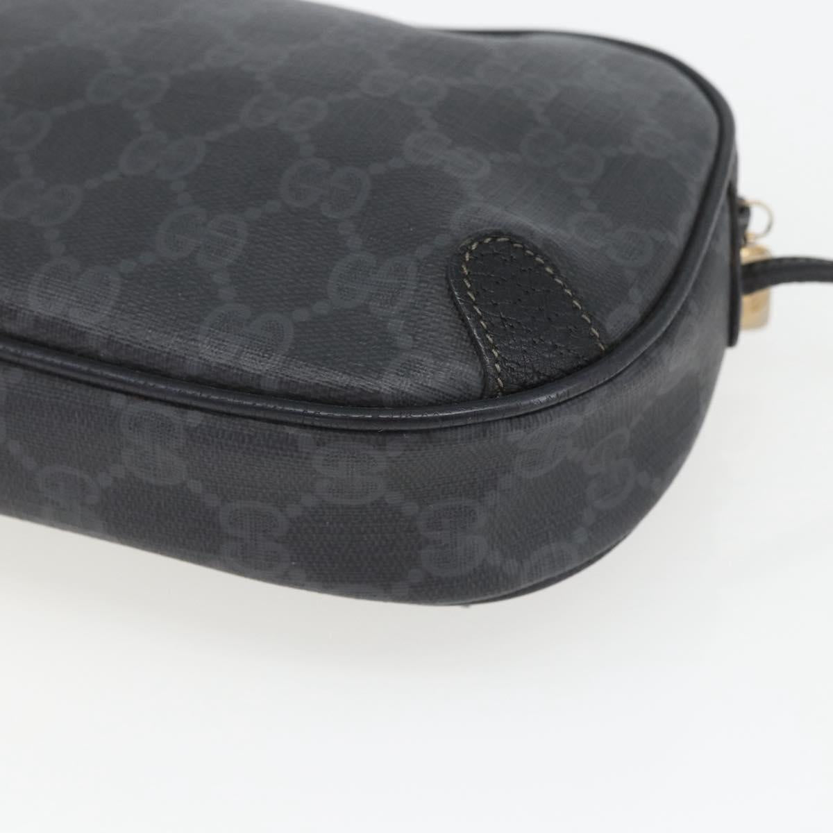 GUCCI GG Supreme Web Sherry Line Bag PVC Black Gold 89 02 066 Auth 163380