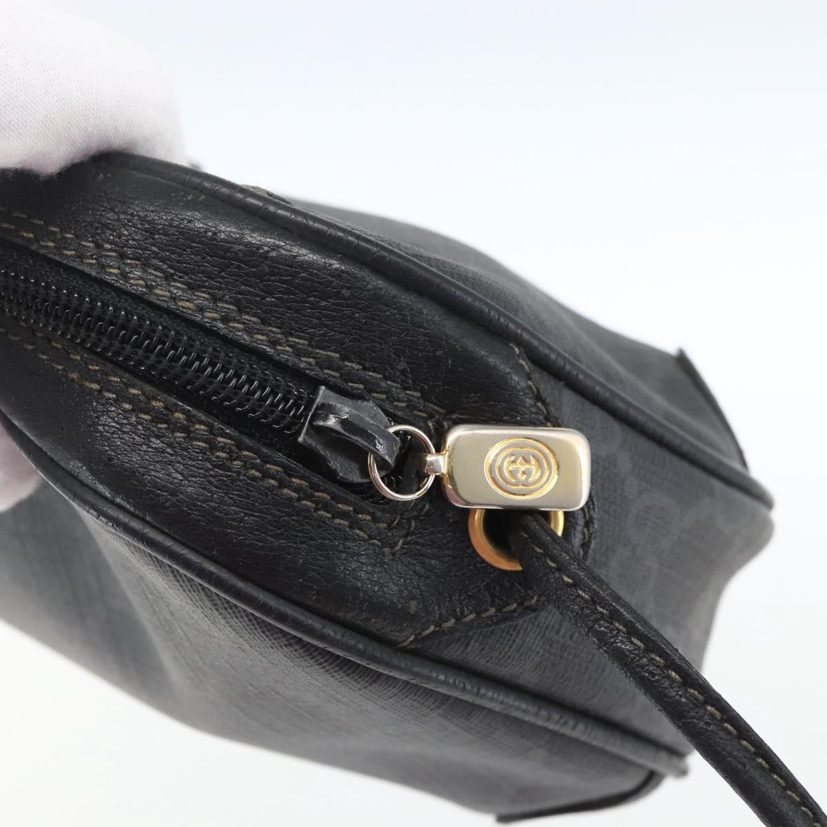 GUCCI GG Supreme Web Sherry Line Bag PVC Black Gold 89 02 066 Auth 163380