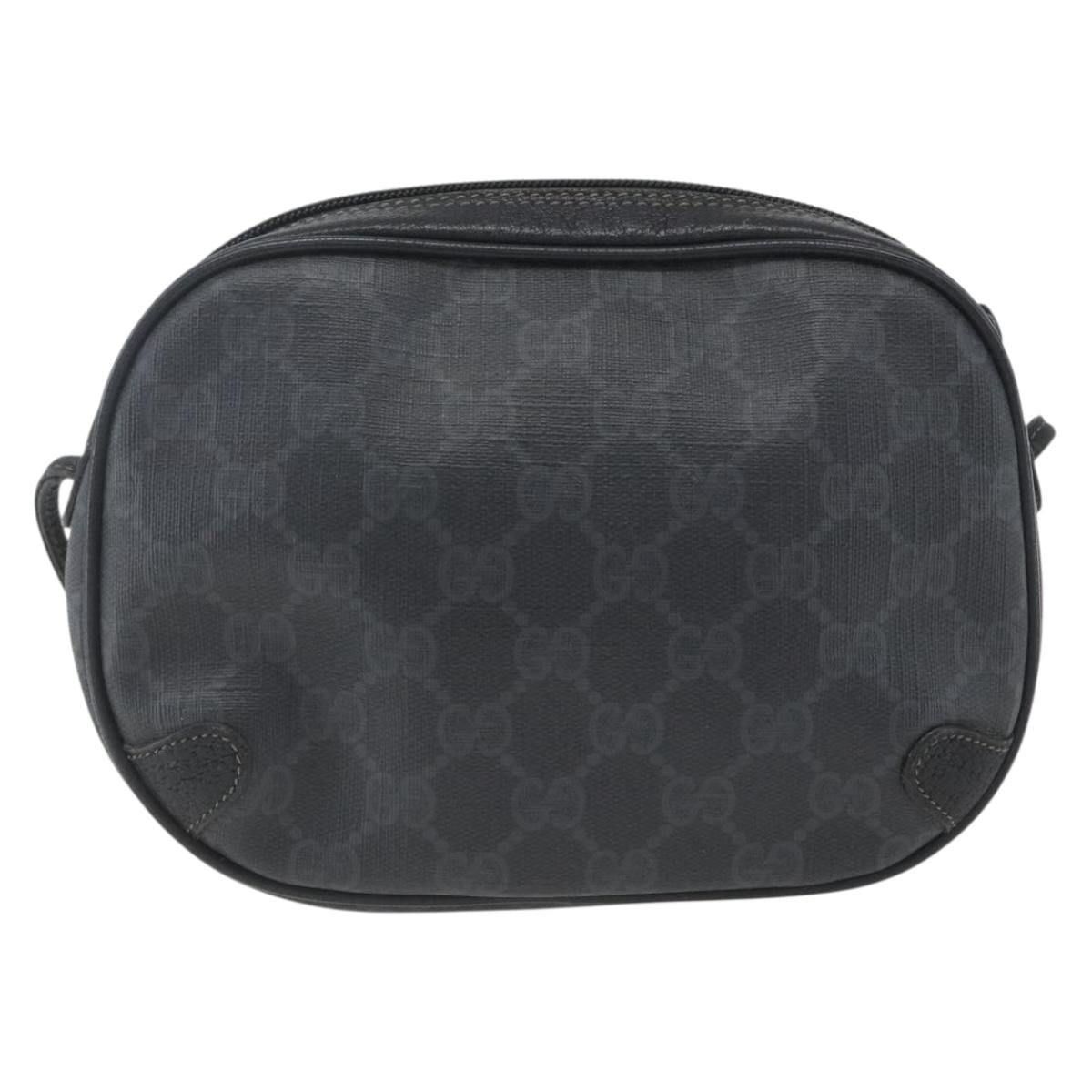 GUCCI GG Supreme Web Sherry Line Bag PVC Black Gold 89 02 066 Auth 163380