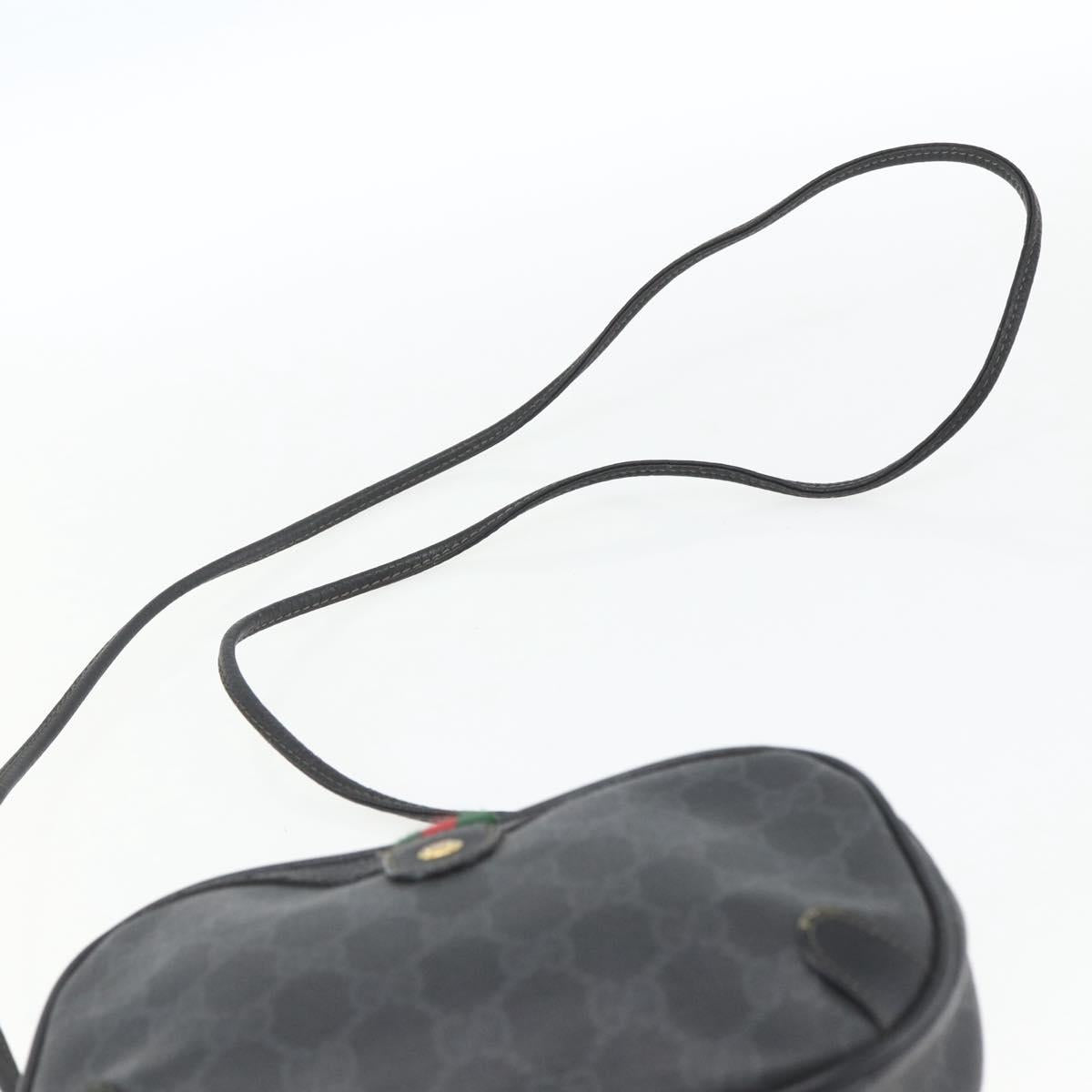 GUCCI GG Supreme Web Sherry Line Bag PVC Black Gold 89 02 066 Auth 163380