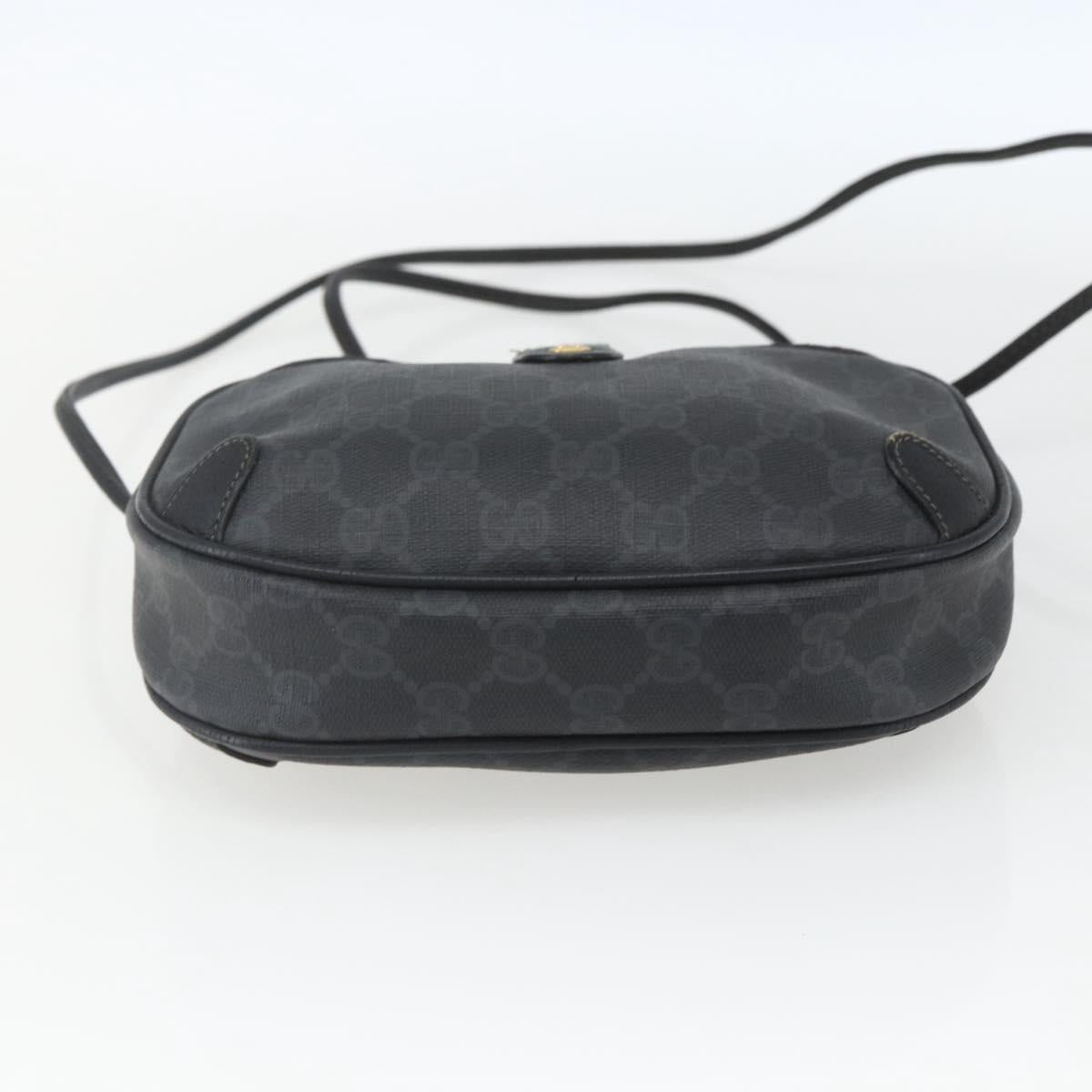 GUCCI GG Supreme Web Sherry Line Bag PVC Black Gold 89 02 066 Auth 163380