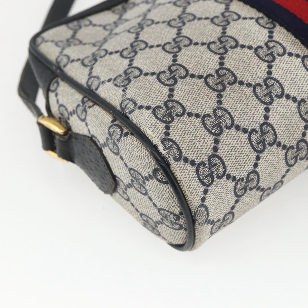 GUCCI GG Supreme Sherry Line Shoulder Bag PVC Navy Gold 75 02 004 Auth 163381