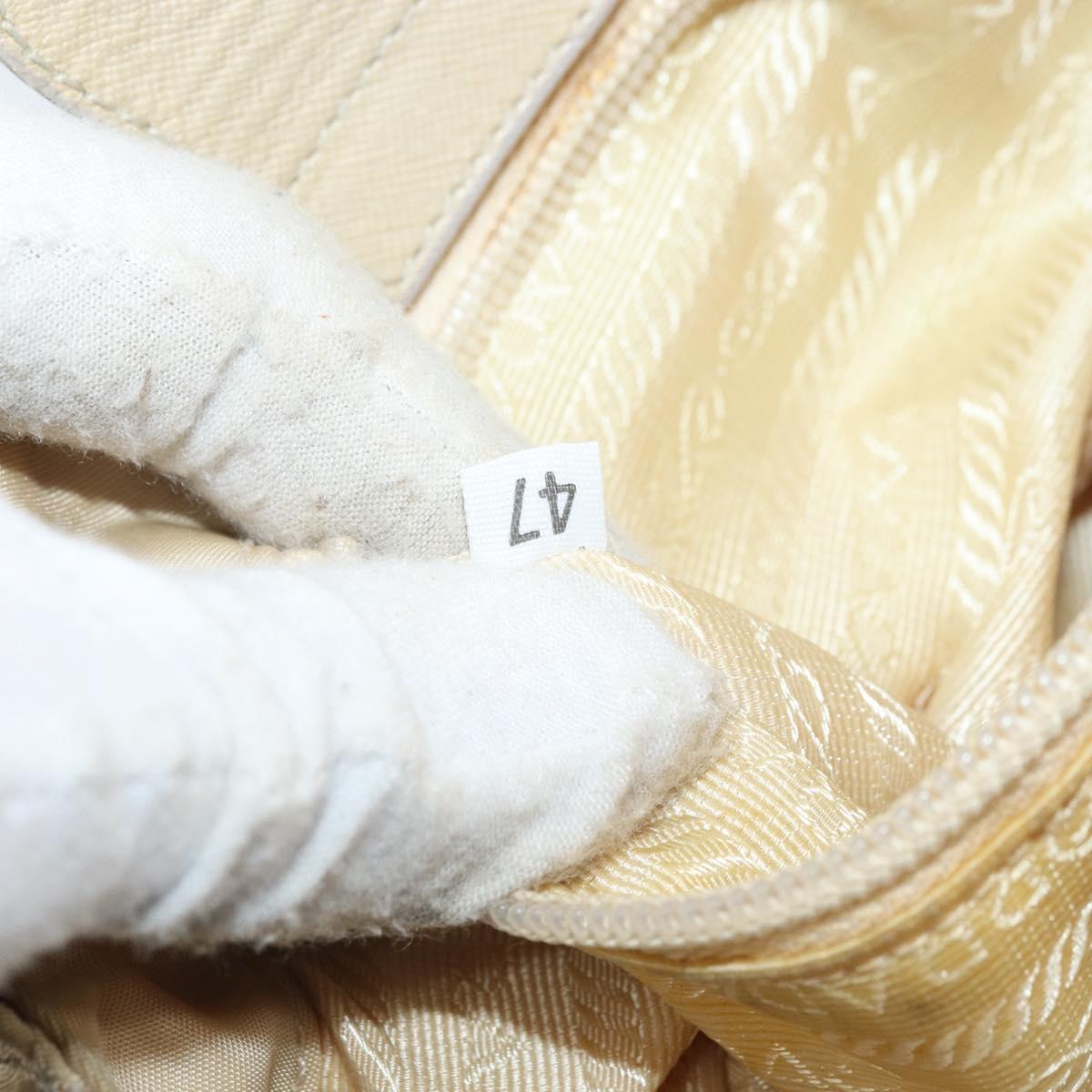 PRADA Chain Shoulder Bag Nylon Beige Gold Auth 163384