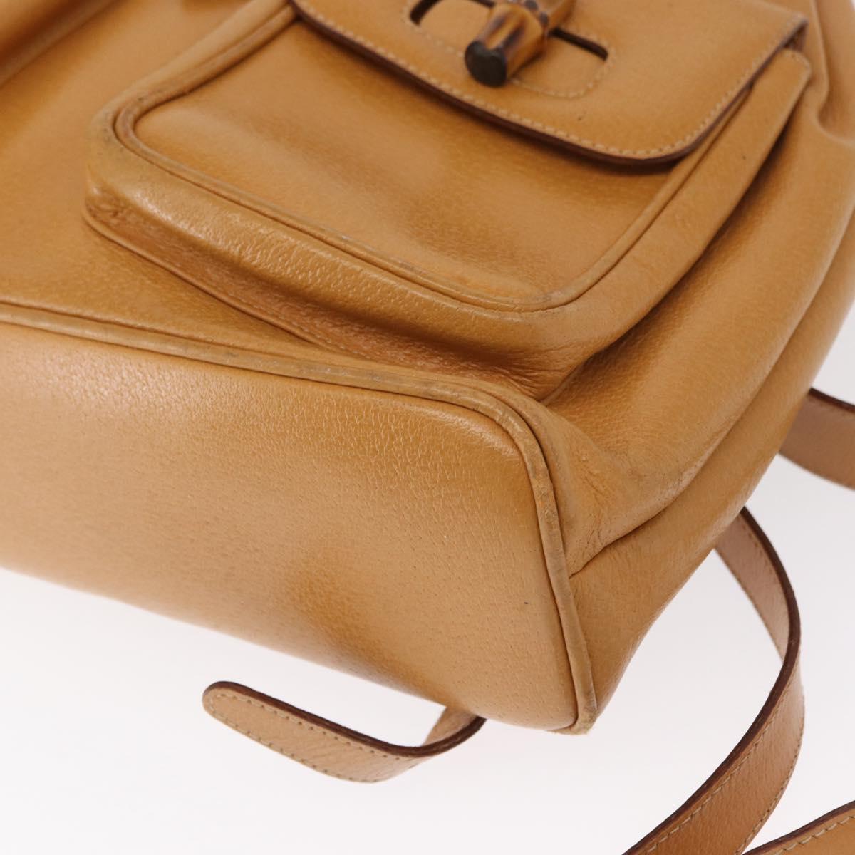GUCCI Bamboo Backpack Leather Brown Gold 003 2058 0016 Auth 163387