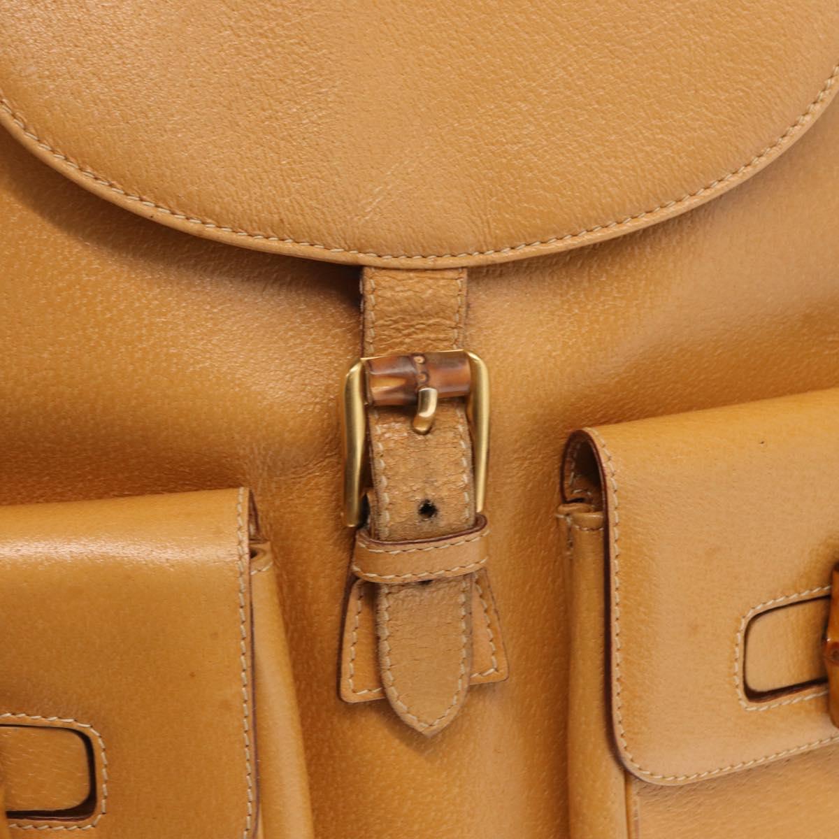 GUCCI Bamboo Backpack Leather Brown Gold 003 2058 0016 Auth 163387