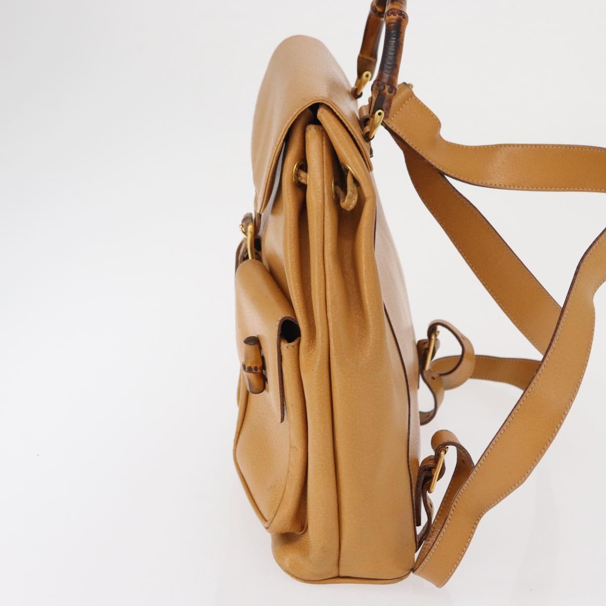 GUCCI Bamboo Backpack Leather Brown Gold 003 2058 0016 Auth 163387