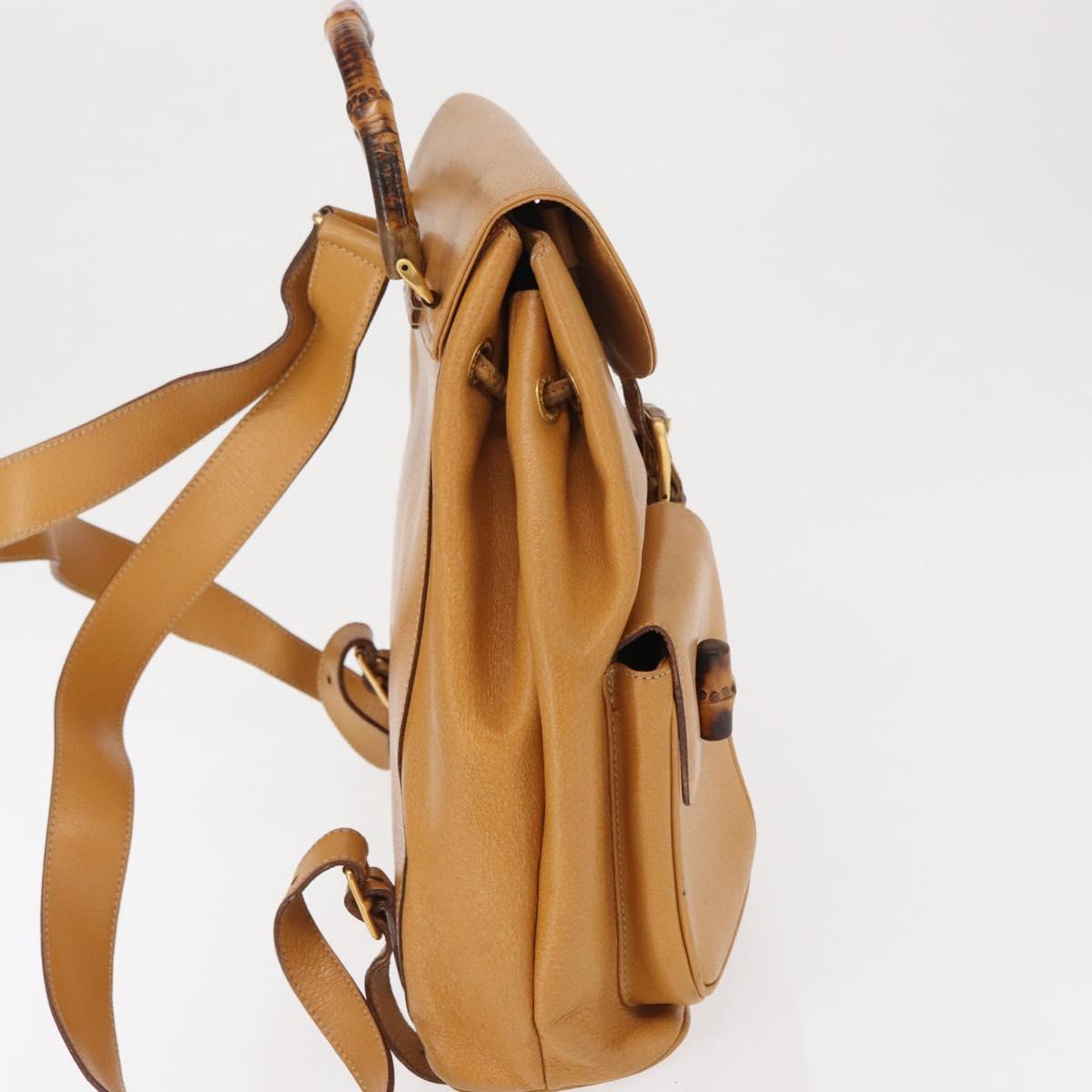 GUCCI Bamboo Backpack Leather Brown Gold 003 2058 0016 Auth 163387