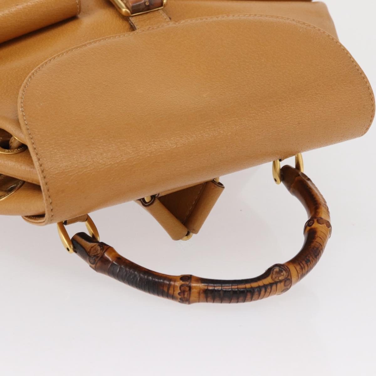 GUCCI Bamboo Backpack Leather Brown Gold 003 2058 0016 Auth 163387