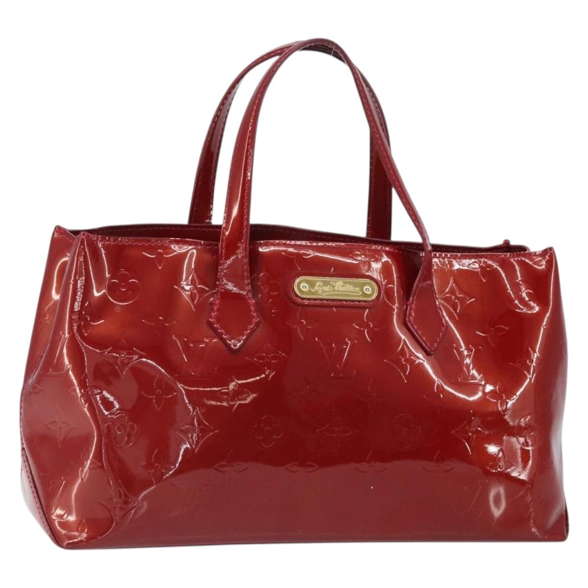 LOUIS VUITTON Vernis Wilshire PM Hand Bag Pomme D'amour M93642 LV Auth 163391