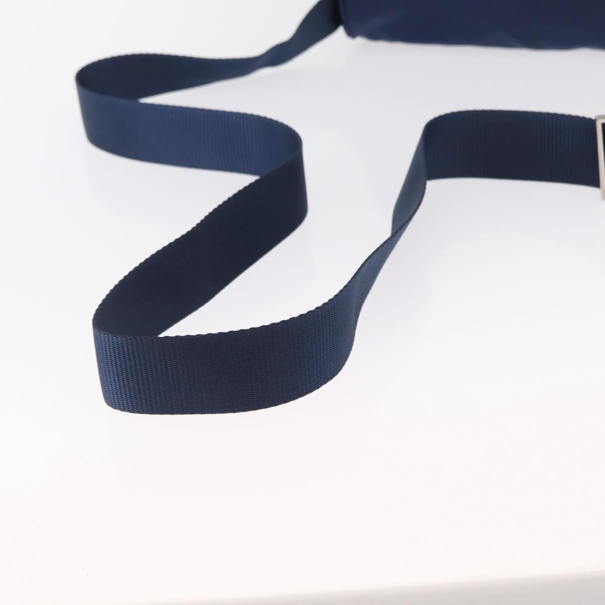 PRADA Shoulder Bag Nylon Navy Silver Auth 163395