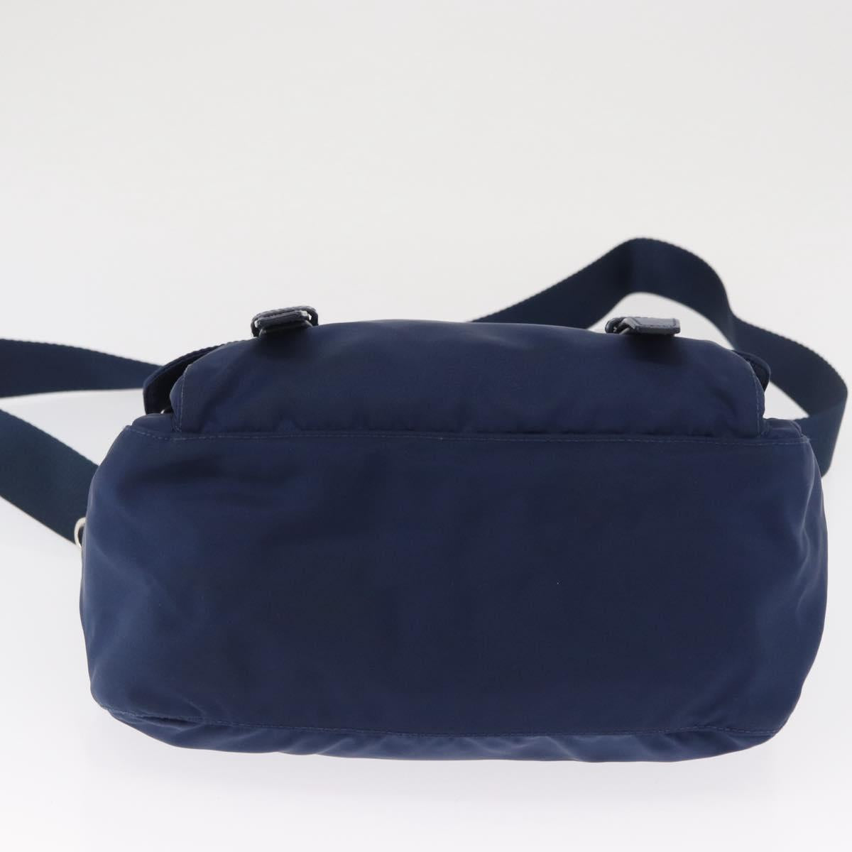 PRADA Shoulder Bag Nylon Navy Silver Auth 163395