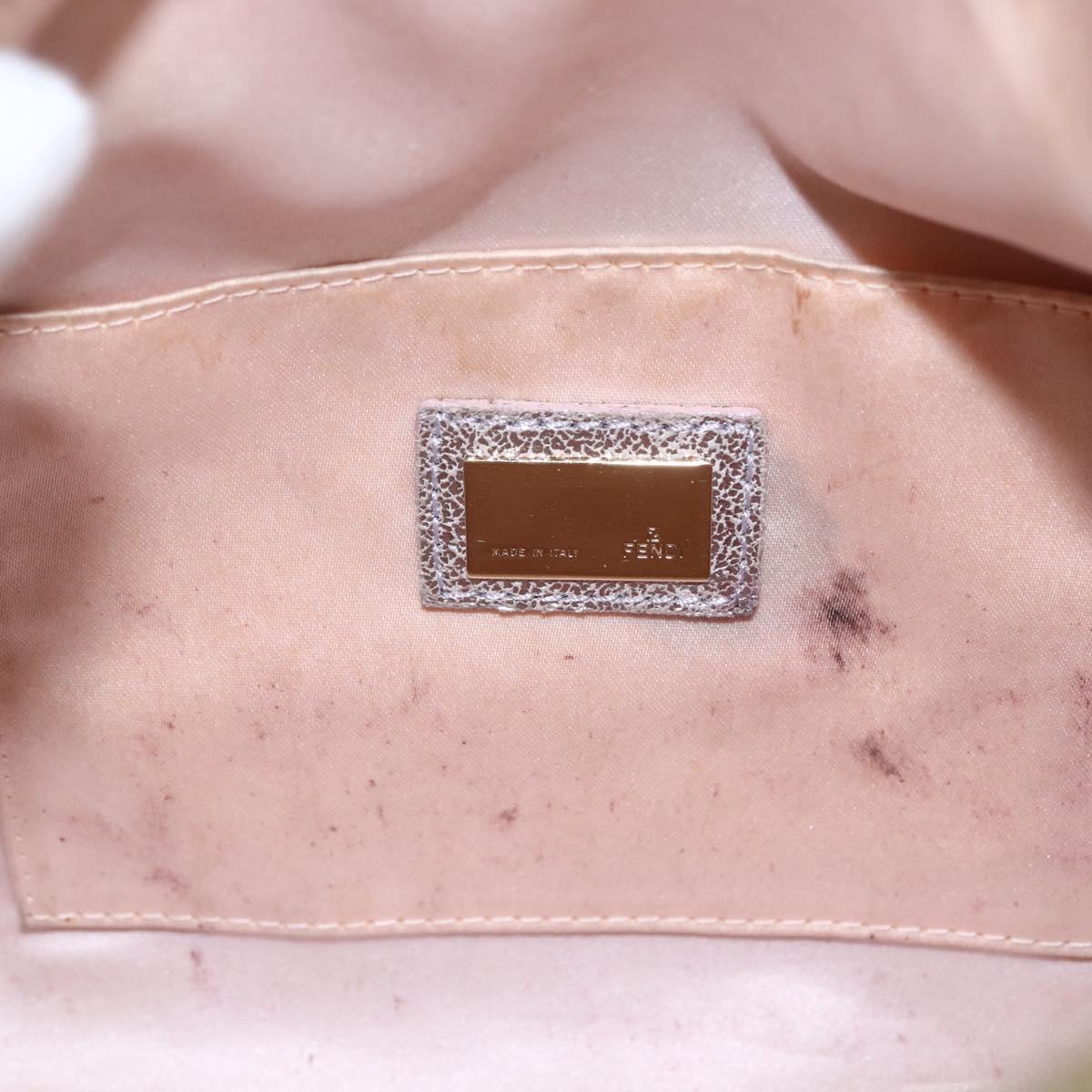FENDI Zucchino Canvas Boston Bag Silver Auth 163401
