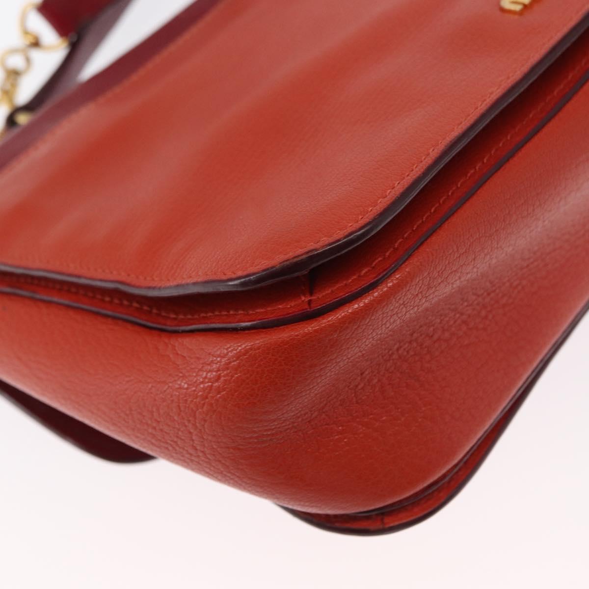 Miu Miu Hand Bag Leather 2way Red Gold Auth 163402