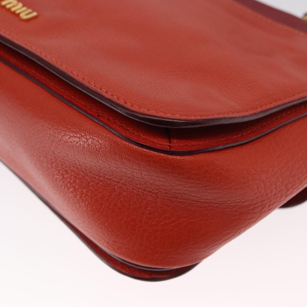 Miu Miu Hand Bag Leather 2way Red Gold Auth 163402