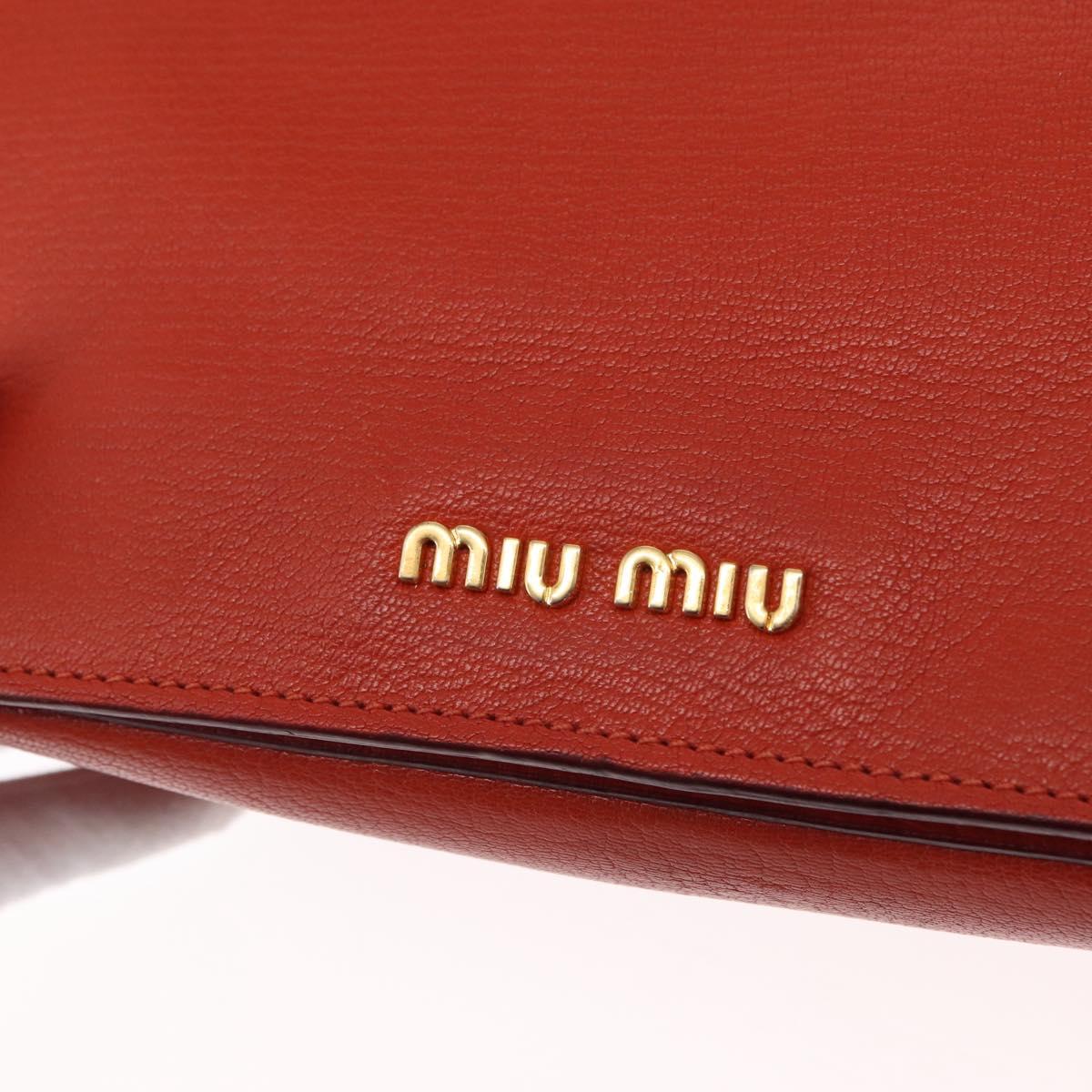 Miu Miu Hand Bag Leather 2way Red Gold Auth 163402