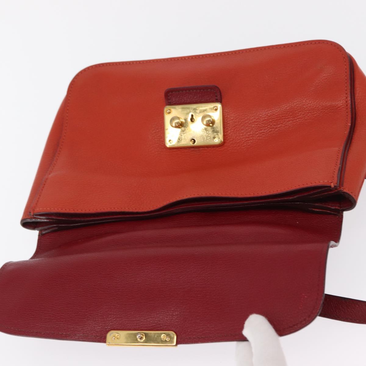 Miu Miu Hand Bag Leather 2way Red Gold Auth 163402