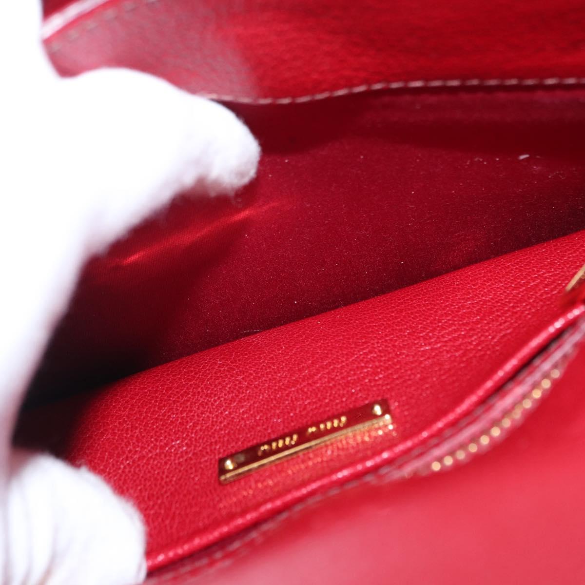 Miu Miu Hand Bag Leather 2way Red Gold Auth 163402