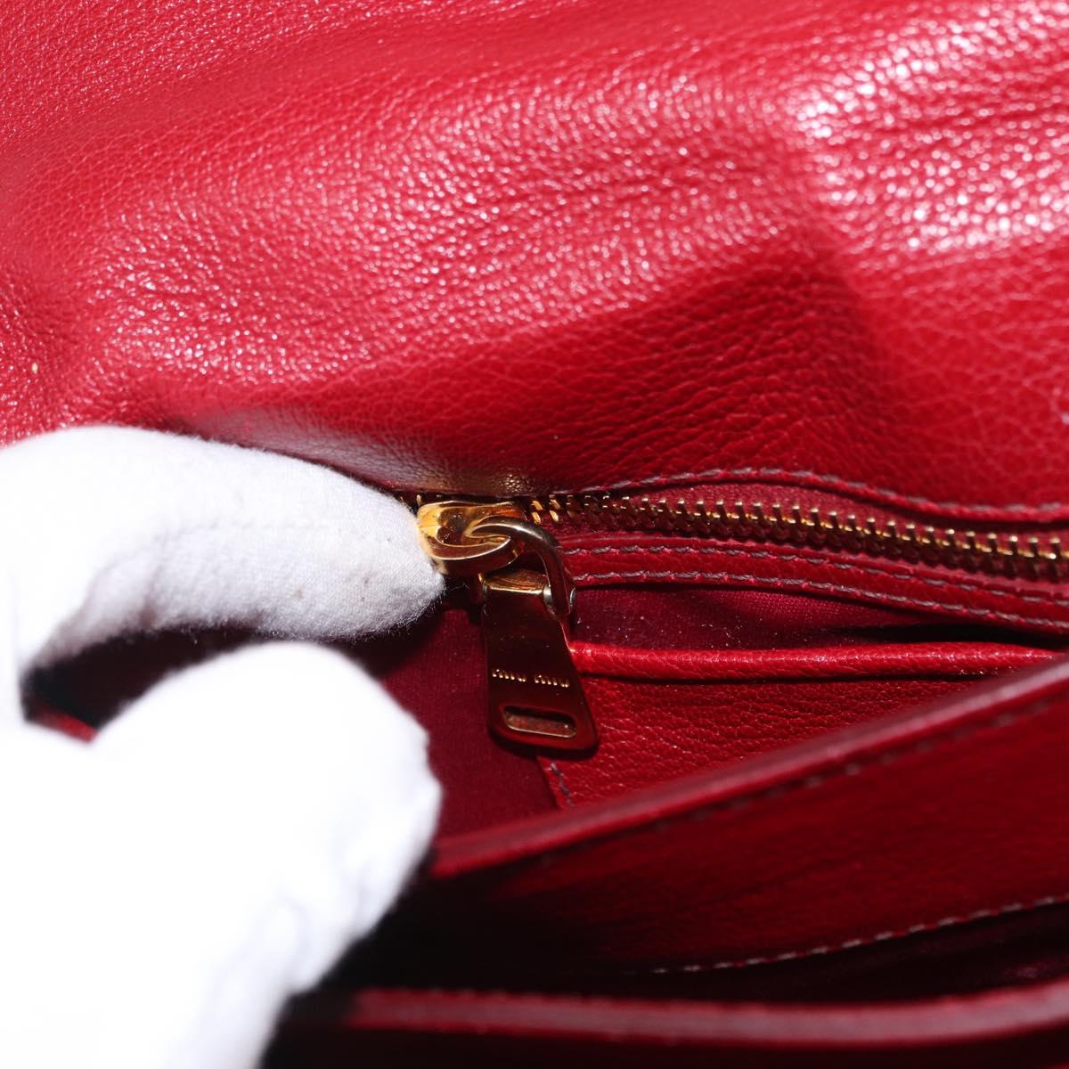 Miu Miu Hand Bag Leather 2way Red Gold Auth 163402