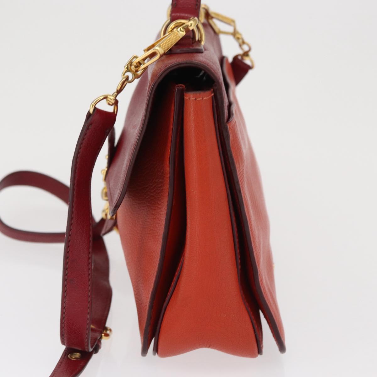 Miu Miu Hand Bag Leather 2way Red Gold Auth 163402