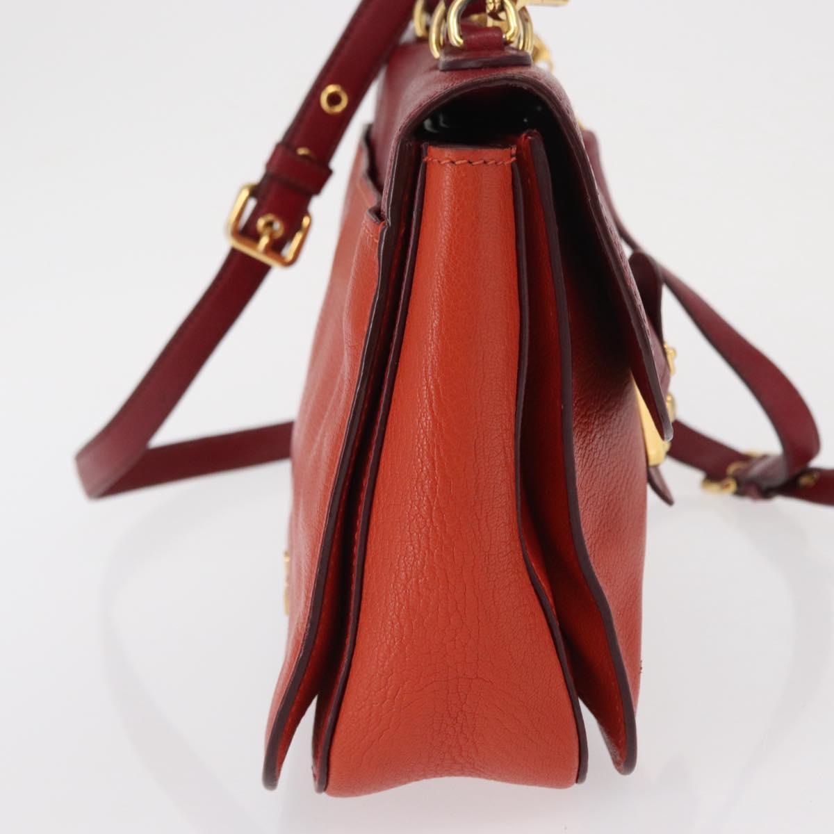 Miu Miu Hand Bag Leather 2way Red Gold Auth 163402