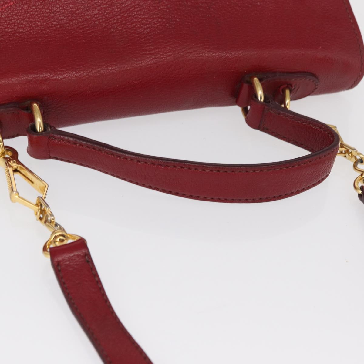 Miu Miu Hand Bag Leather 2way Red Gold Auth 163402