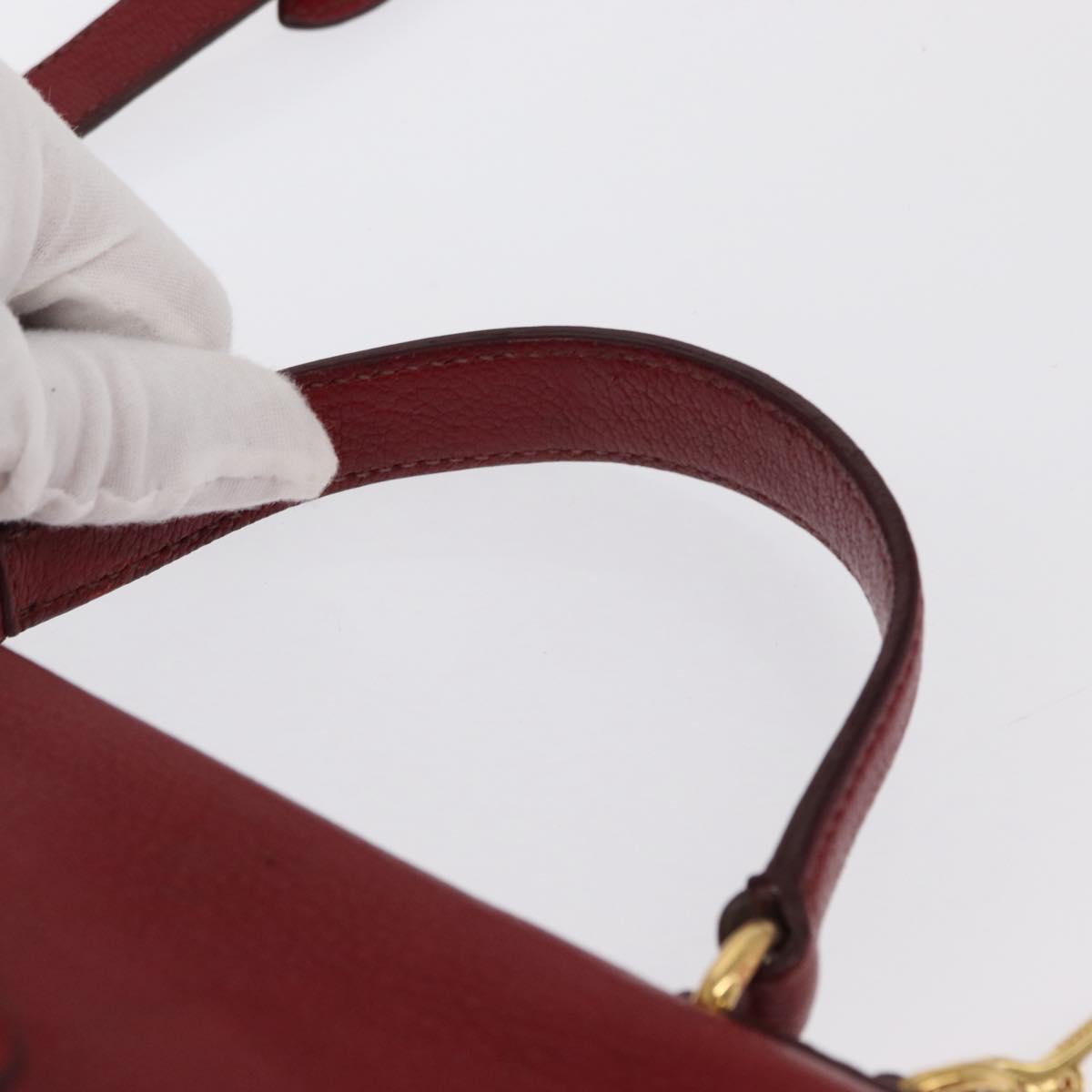Miu Miu Hand Bag Leather 2way Red Gold Auth 163402