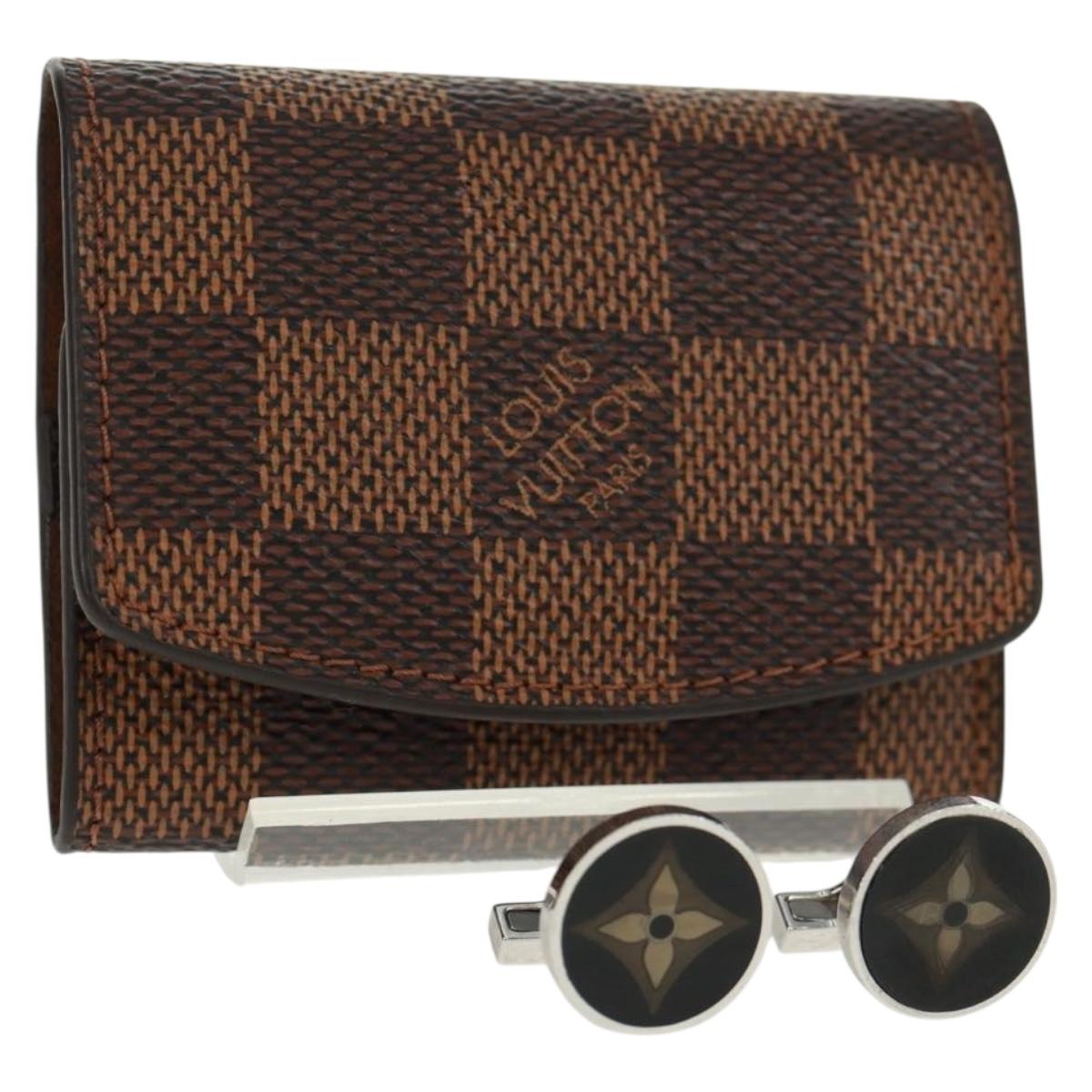 LOUIS VUITTON Damier Ebene Buton De Manchette Fleur Case M65055 LV Auth 163407V