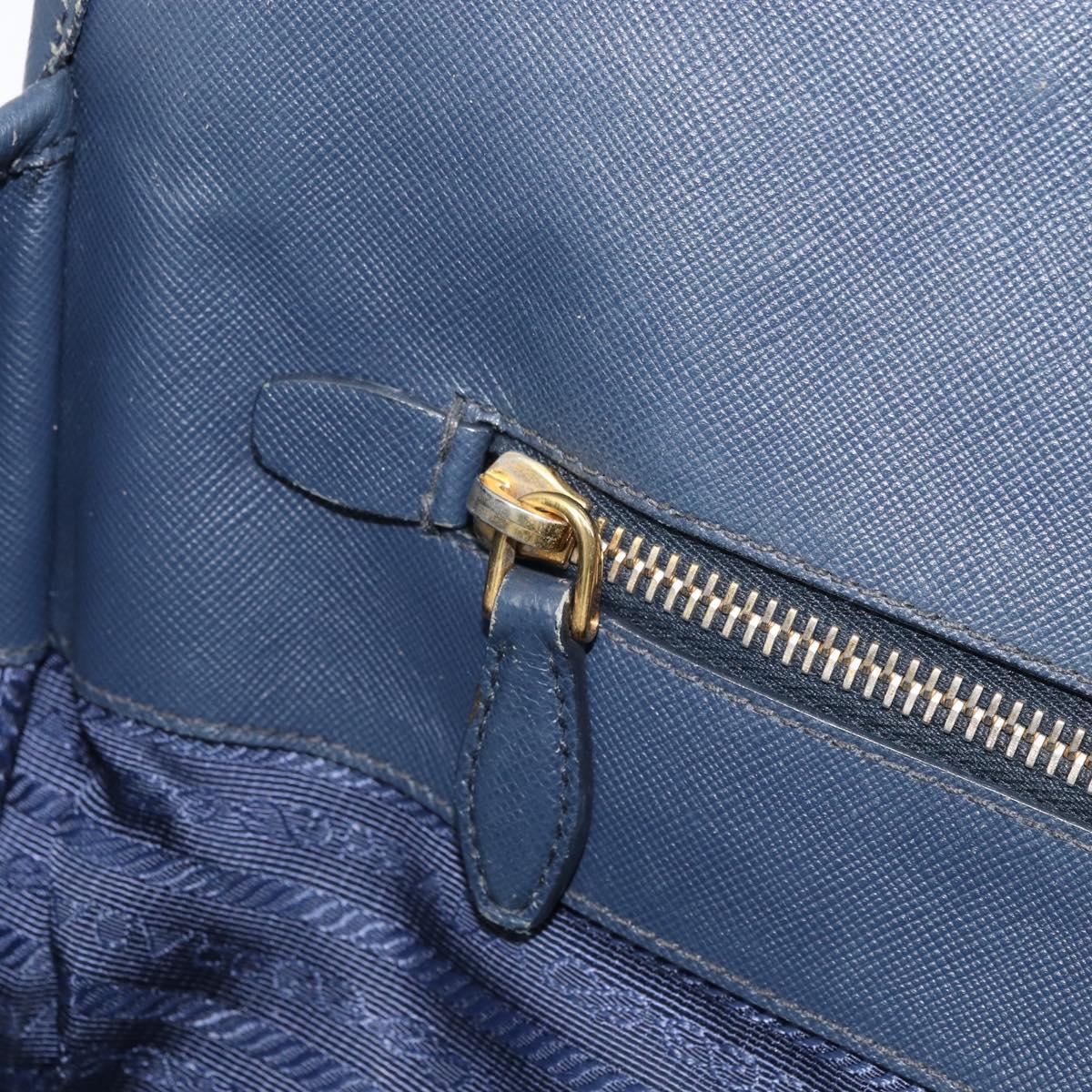 PRADA Hand Bag Nylon Navy Gold Auth 163420