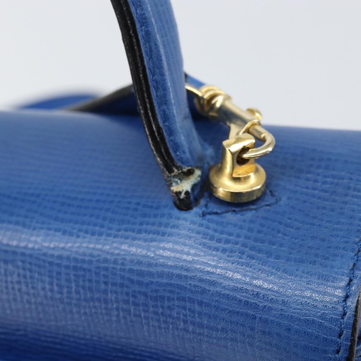 CELINE Circle Hand Bag Leather 2way Blue Gold Auth 163422