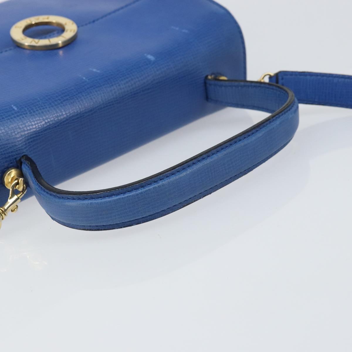 CELINE Circle Hand Bag Leather 2way Blue Gold Auth 163422