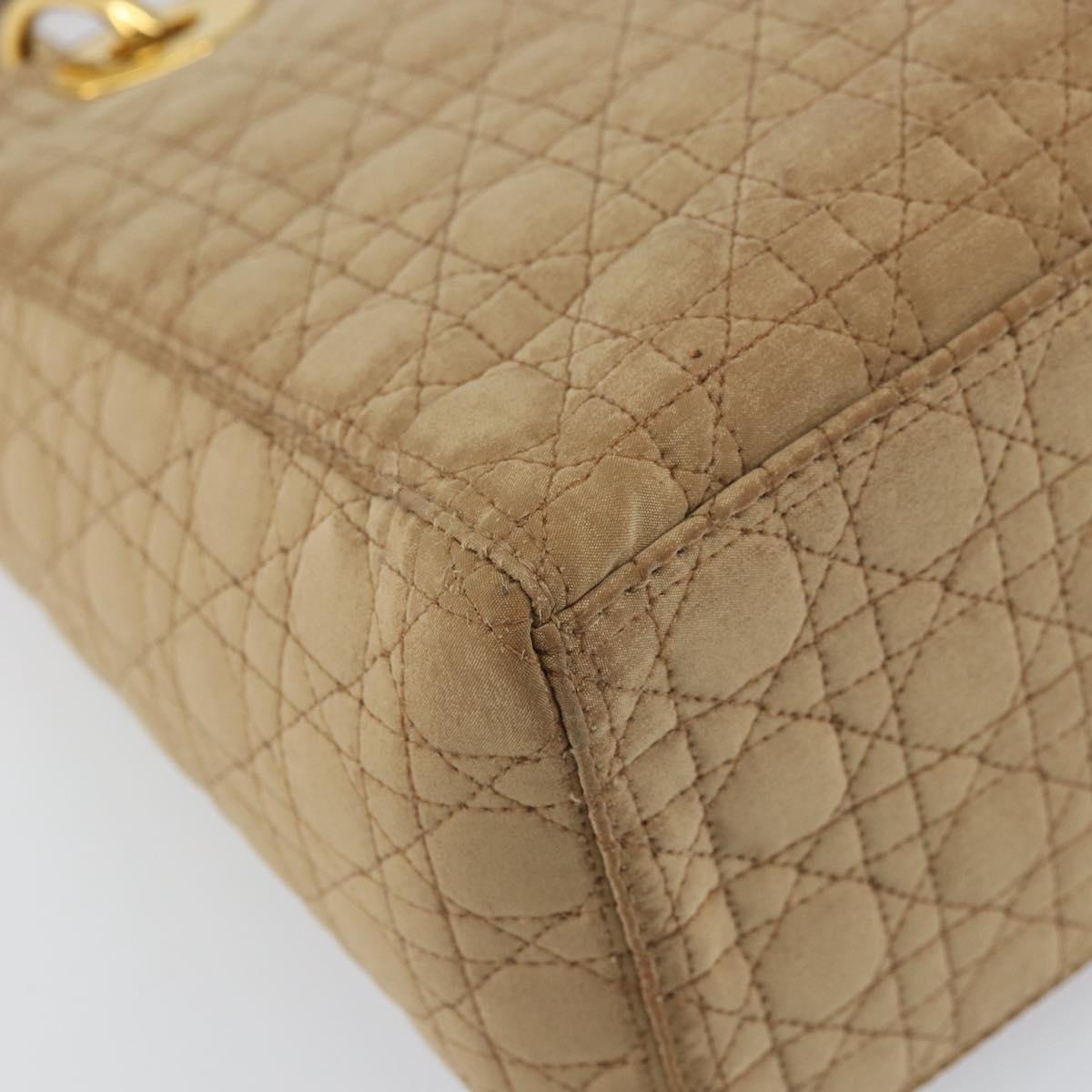 Christian Dior Lady Dior Canage Hand Bag Beige Gold Auth 163430