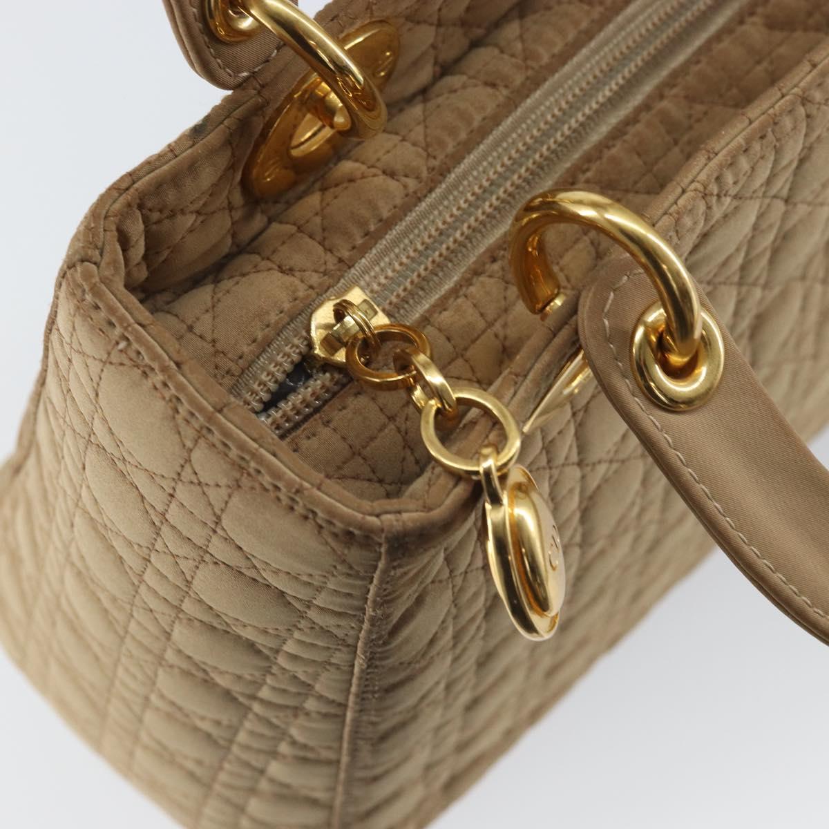 Christian Dior Lady Dior Canage Hand Bag Beige Gold Auth 163430