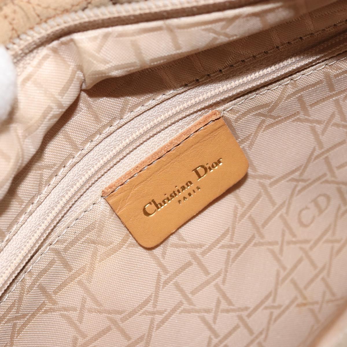 Christian Dior Lady Dior Canage Hand Bag Beige Gold Auth 163430