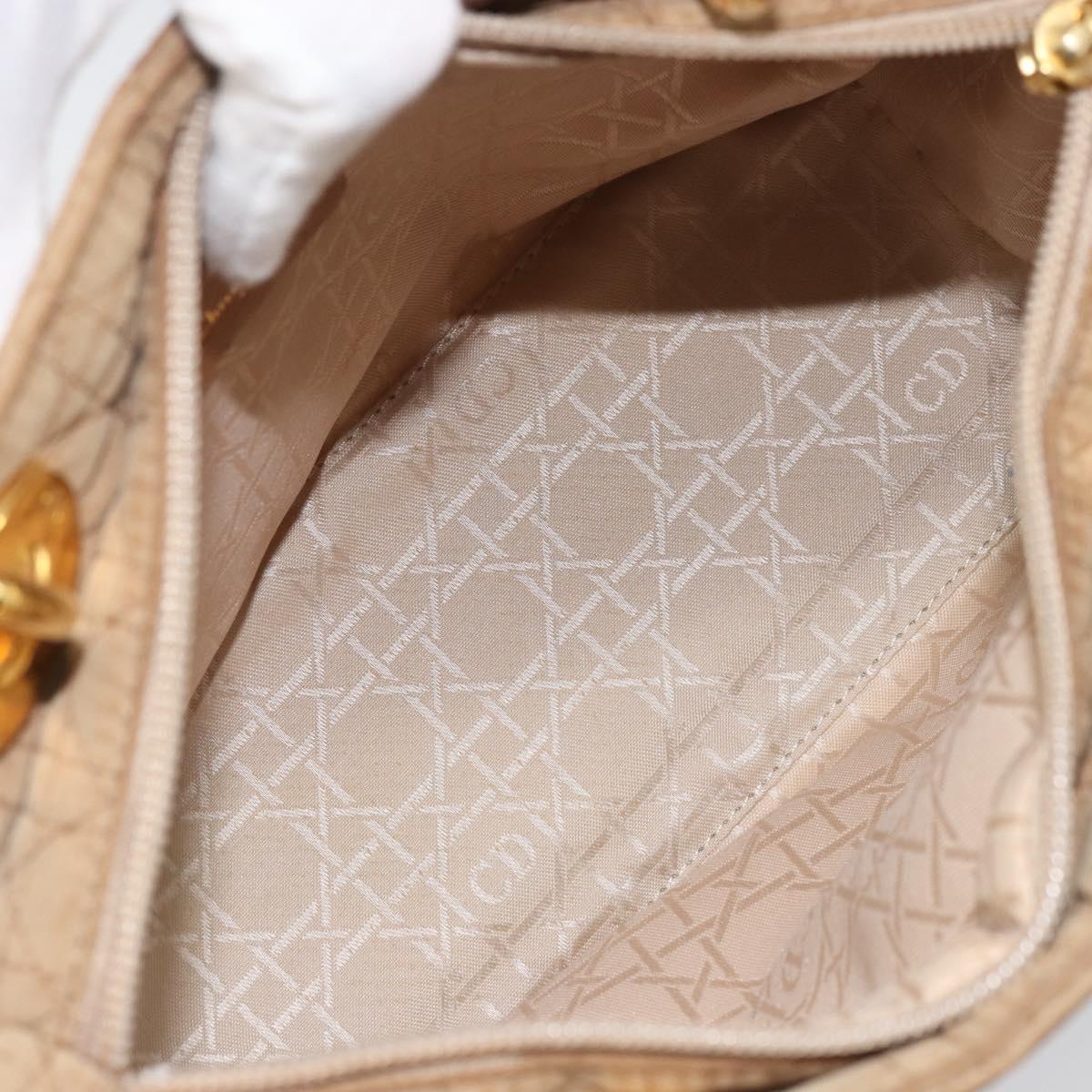 Christian Dior Lady Dior Canage Hand Bag Beige Gold Auth 163430