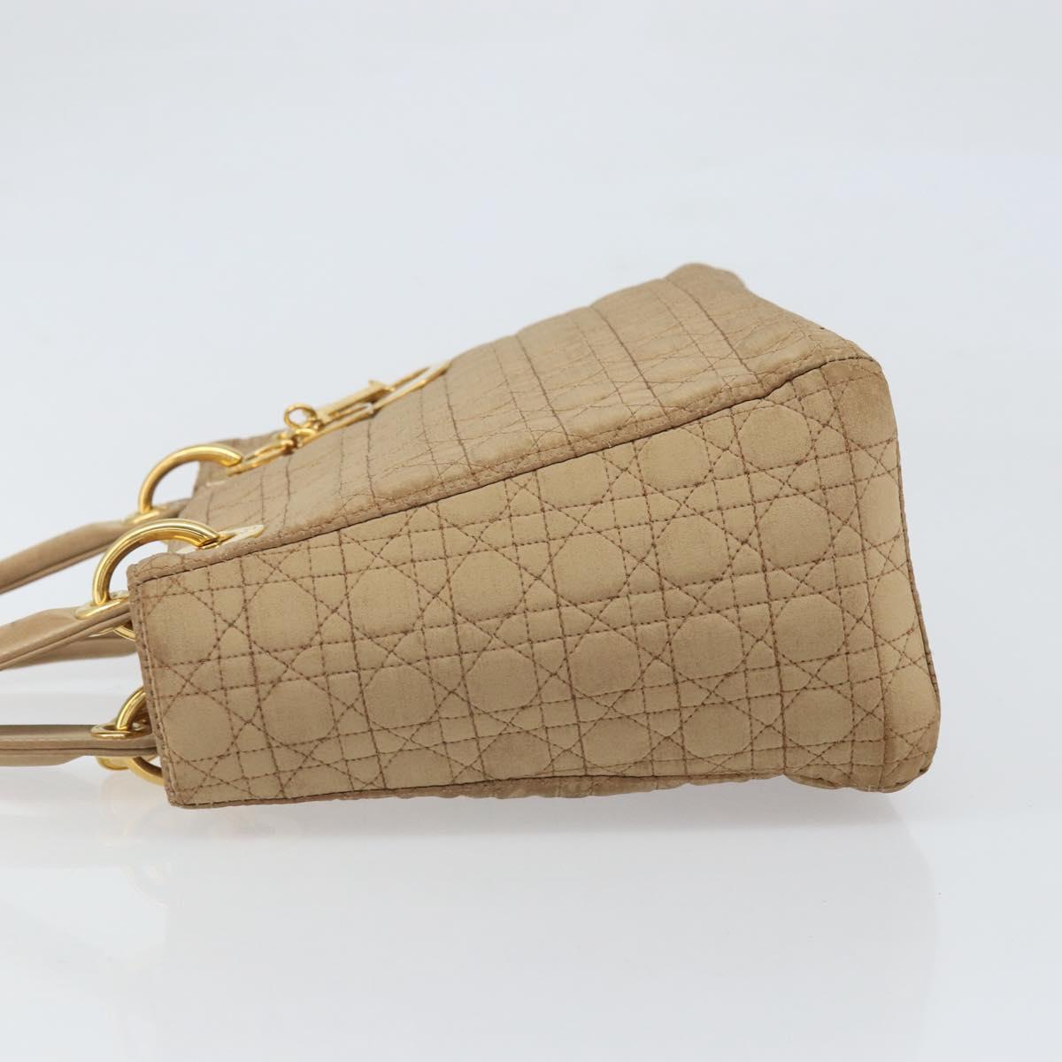 Christian Dior Lady Dior Canage Hand Bag Beige Gold Auth 163430