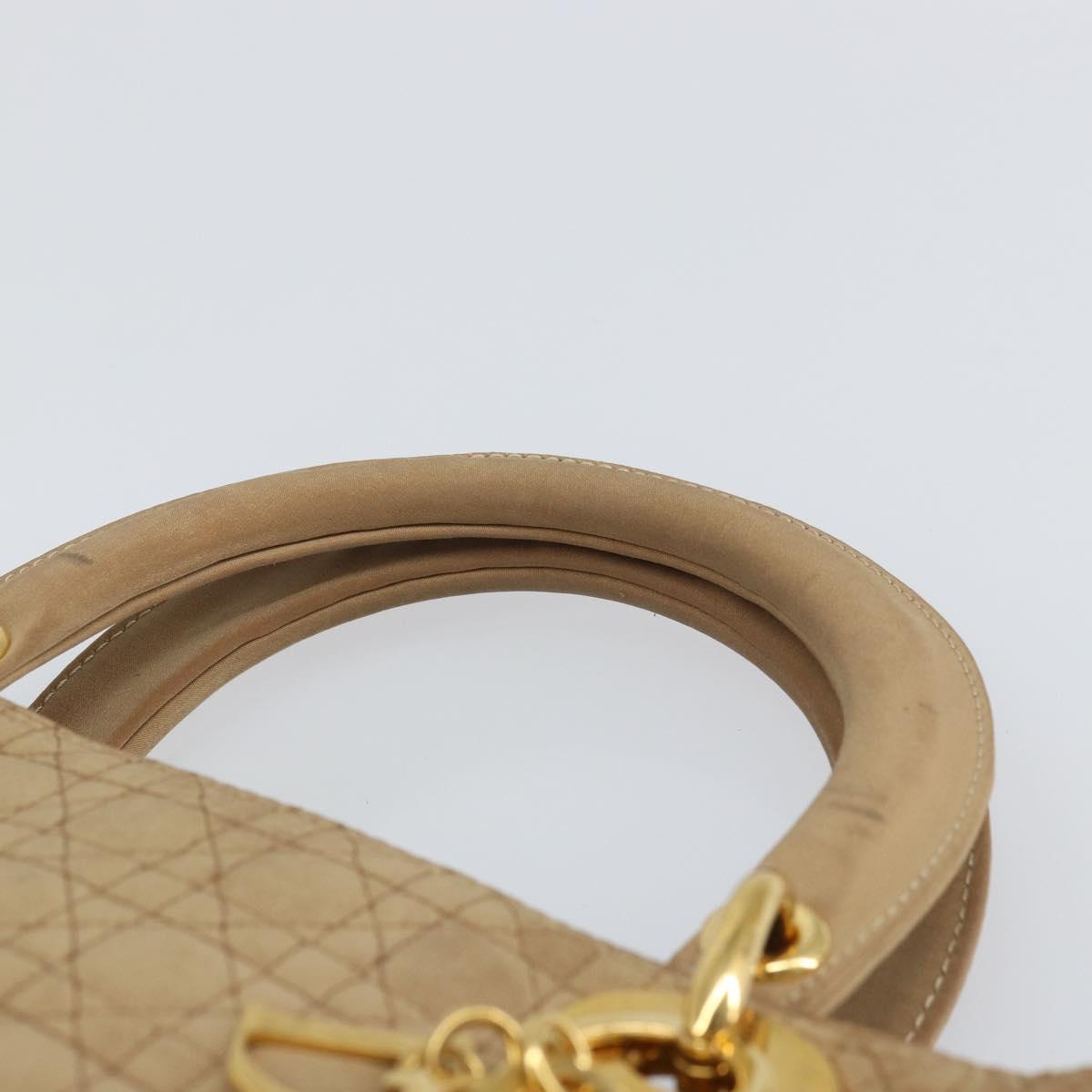 Christian Dior Lady Dior Canage Hand Bag Beige Gold Auth 163430